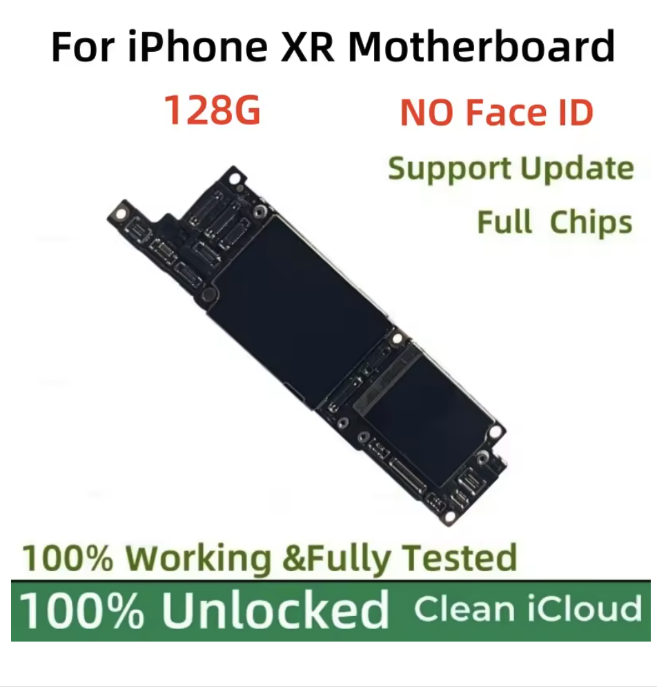 128GB 100% Unlocked For iPhone XR Motherboard Logic board NO Face ID Support IOS update Free Clean iCloud Full chips MainBoard