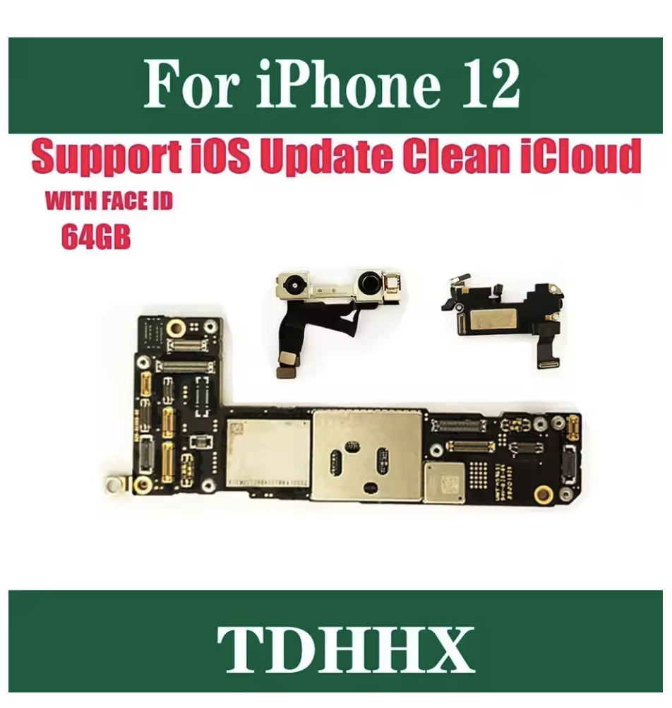 64GB Clean ICloud Full Working Well Mainboard For IPhone 12 Motherboard With Face ID OK Main Logic Board