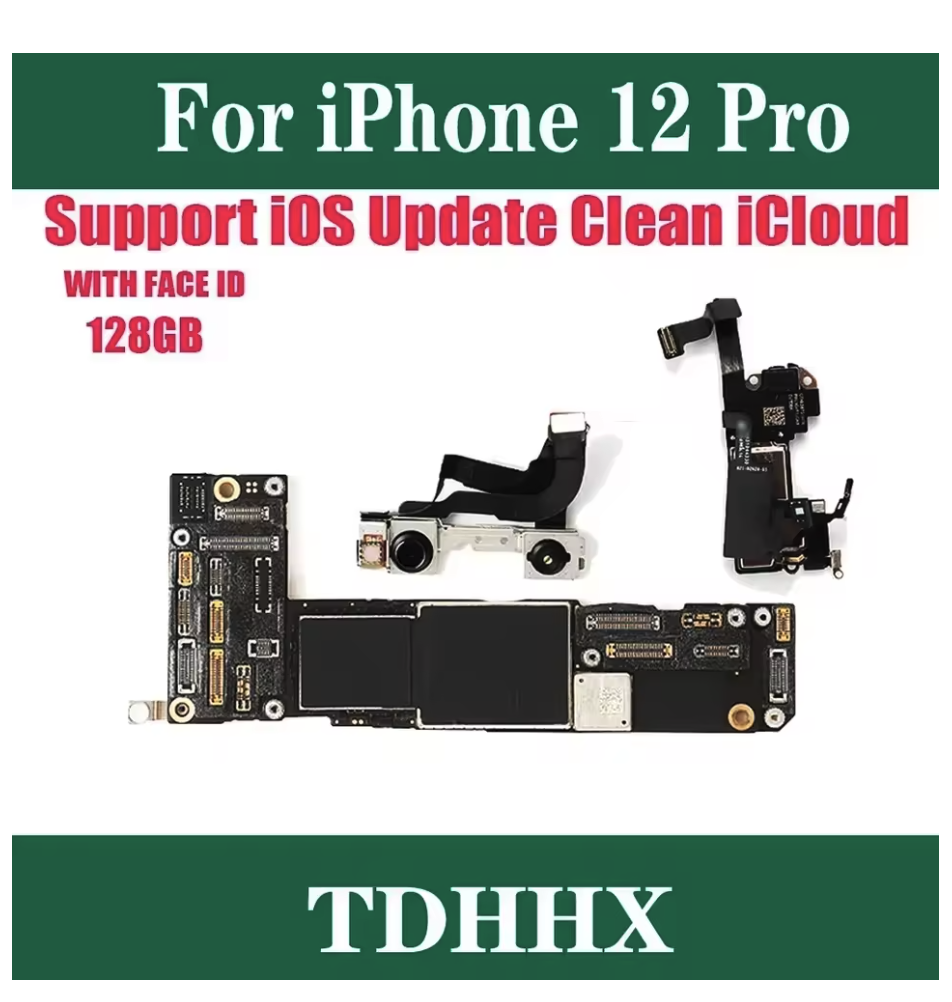 128GB Clean ICloud Full Working Well Mainboard For IPhone 12 Pro Motherboard With Face ID OK Main Logic Board