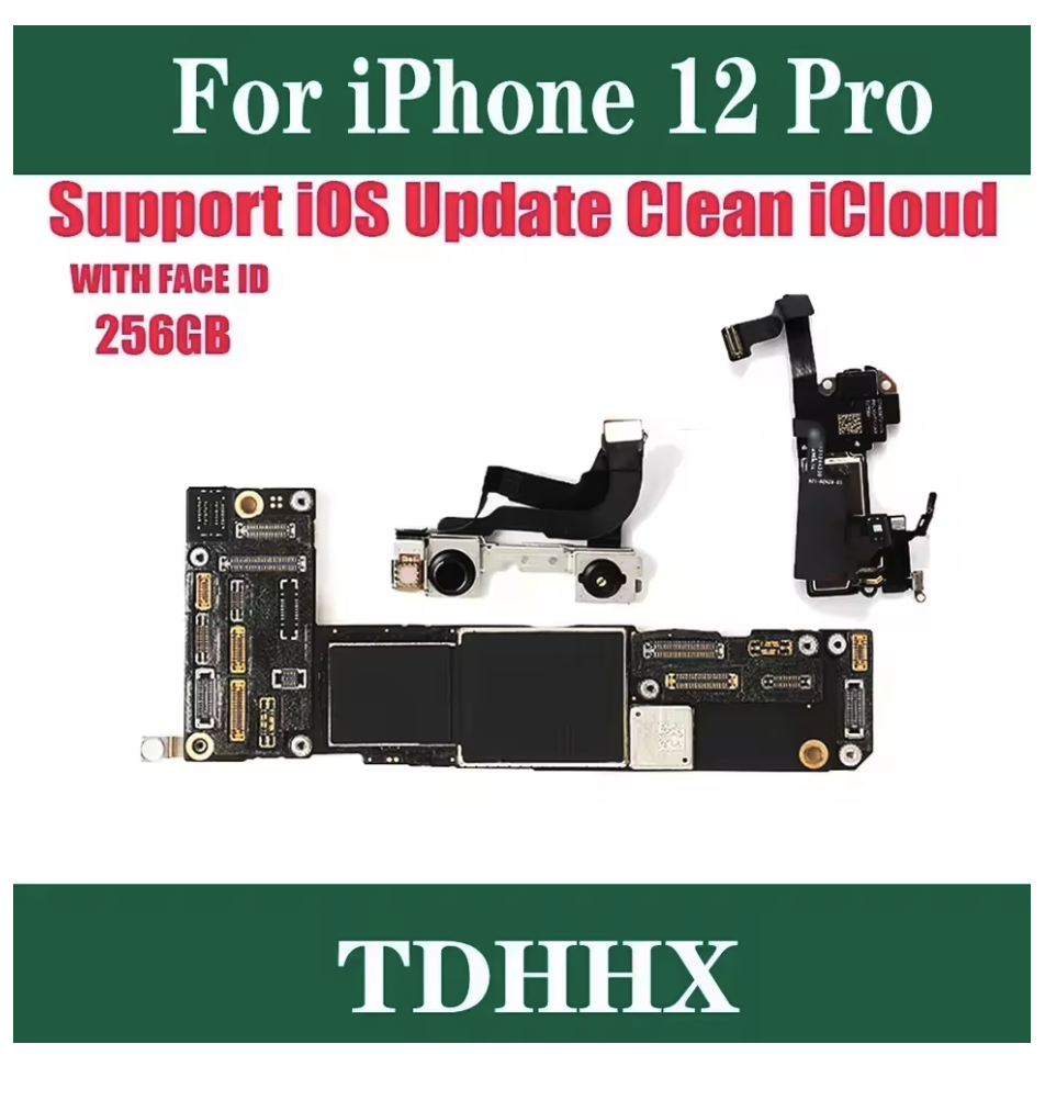 256GB Clean ICloud Full Working Well Mainboard For IPhone 12 Pro Motherboard With Face ID OK Main Logic Board