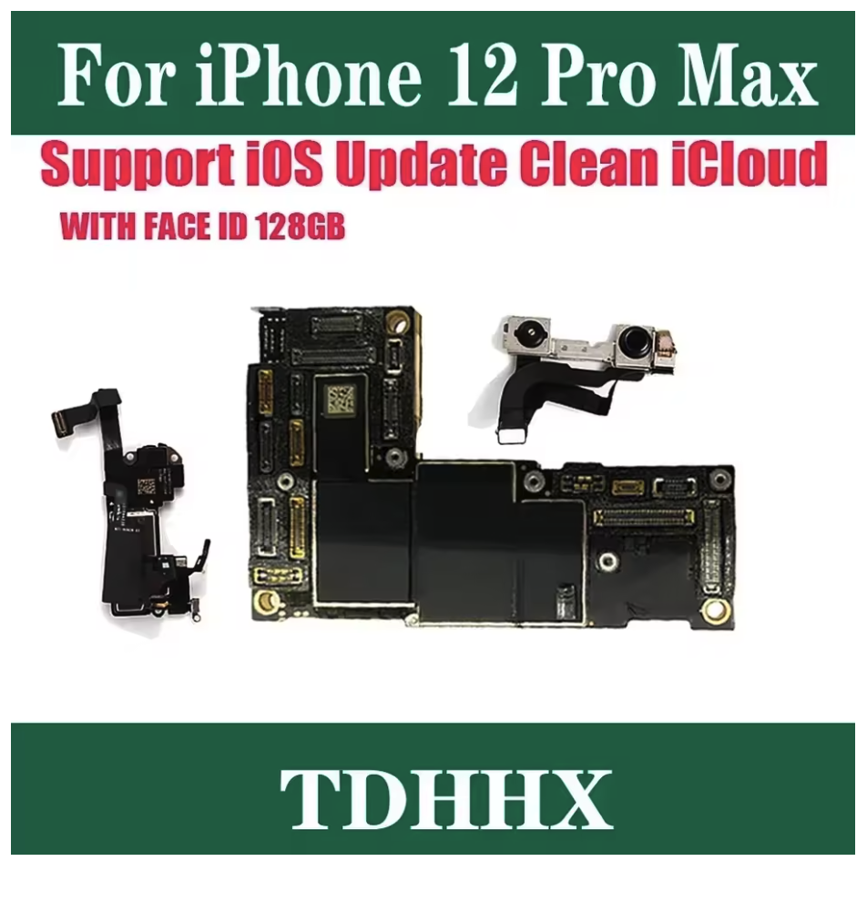 128GB Clean ICloud Full Working Well Mainboard For IPhone 12 Pro Max Motherboard With Face ID OK Main Logic Board