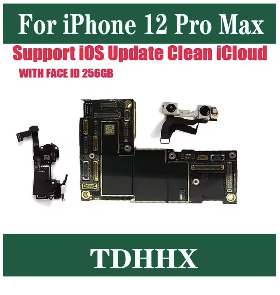 256GB Clean ICloud Full Working Well Mainboard For IPhone 12 Pro Max Motherboard No Face ID OK Main Logic Board